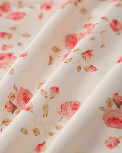 Pembe Çiçek Desenli Crop Cami Üst