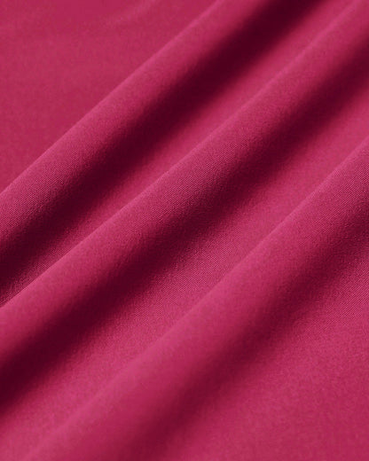 Bordo Kare Yaka Cep Detaylı Slip Midi Elbise