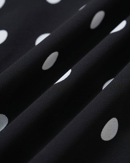 Siyah Puantiyeli Slip Maxi Elbise
