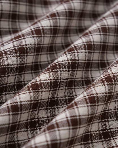 Kahve Gingham Balon Kol Mini Elbise
