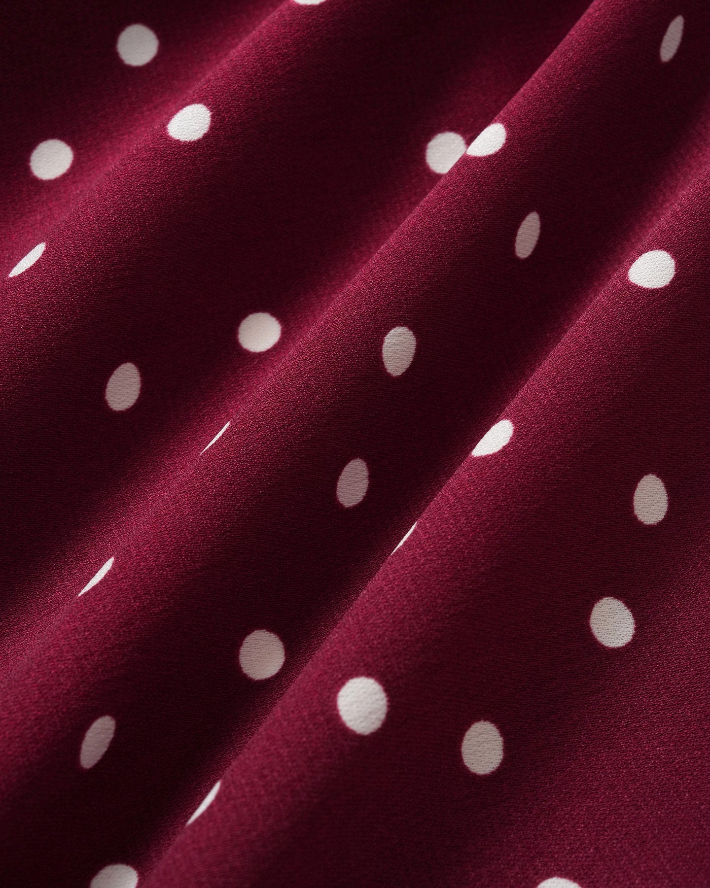 Bordo Puantiyeli V Yaka Bluz