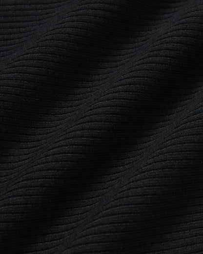 Siyah V Yaka Ribbed Triko Atlet