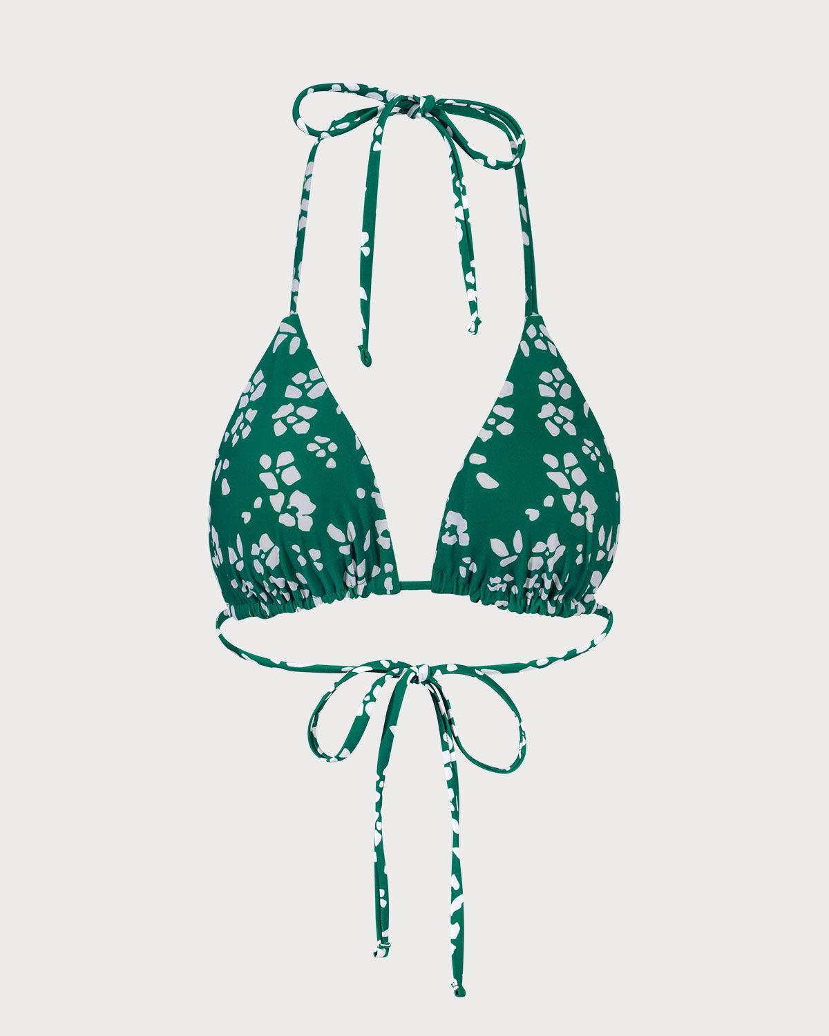 Yeşil Çift Taraflı Çiçek Desenli Üçgen Bikini Üst