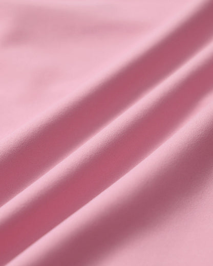 Pembe Yuvarlak Yaka Yoga Kısa Sleeve Üst - Hafif Destekli