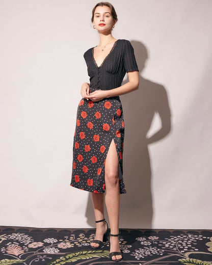 Ribbed Dantelli Trim Tişört