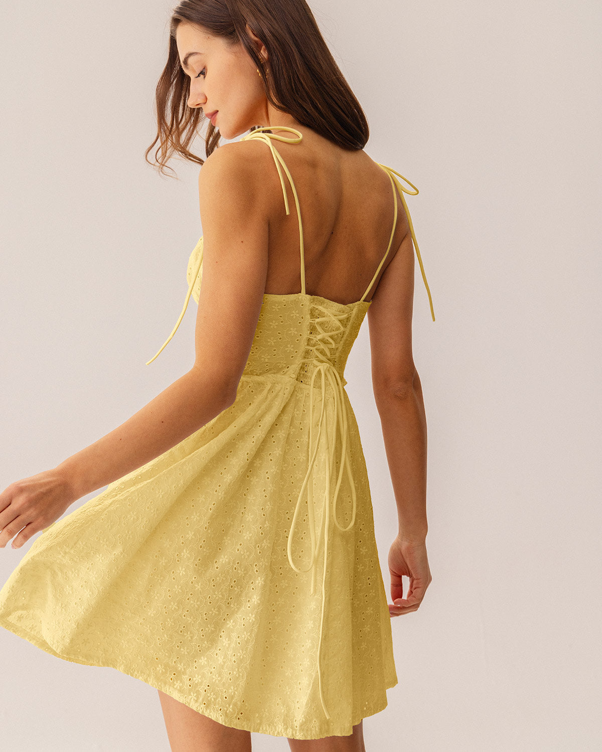 Sarı Büzgülü Corset Slip Mini Elbise