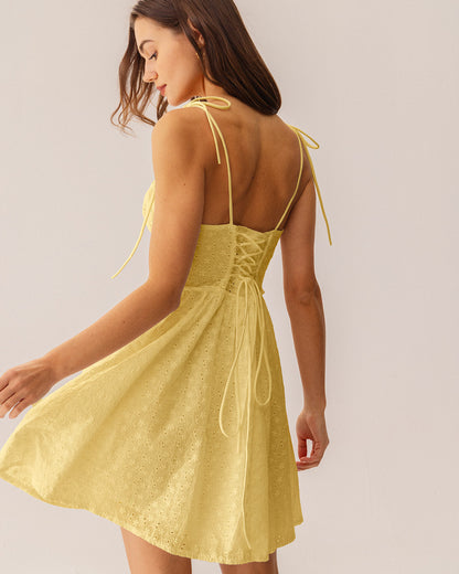 Sarı Büzgülü Corset Slip Mini Elbise