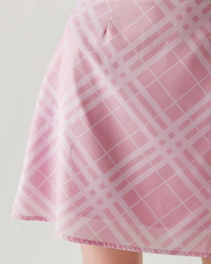 Pembe Ekoseli A Kesim Mini Etek