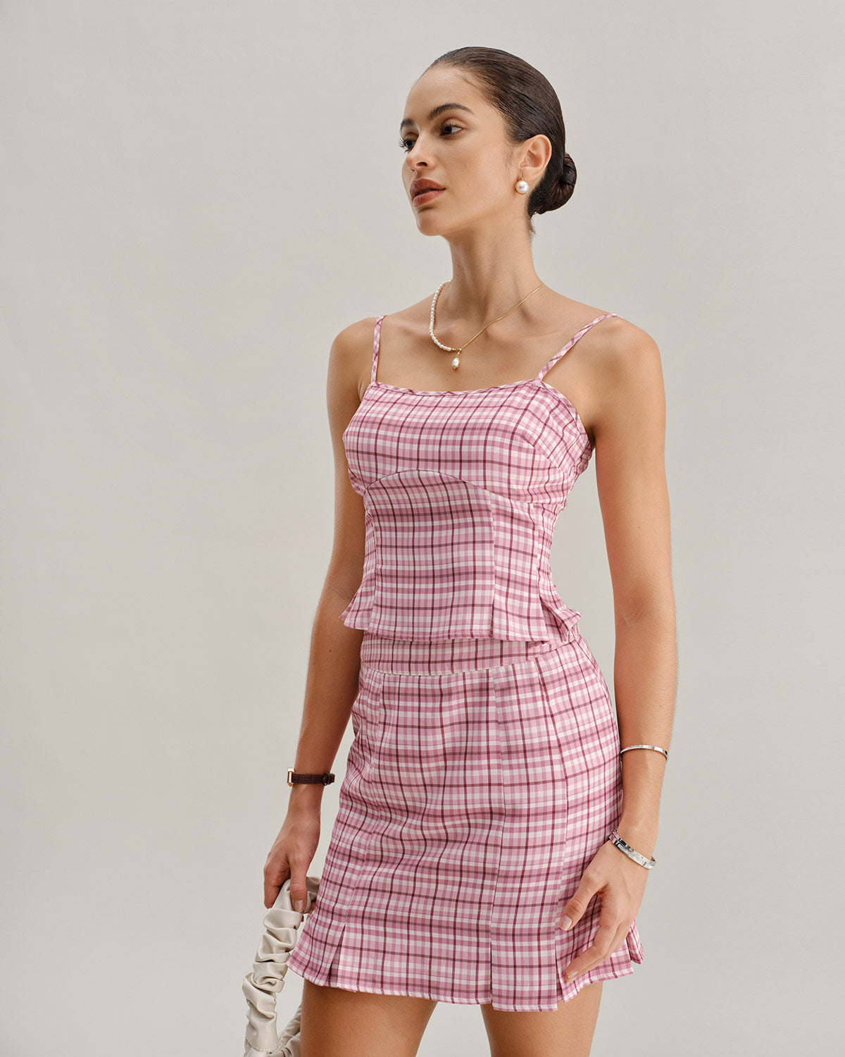 Pembe Ekoseli Cami Üst