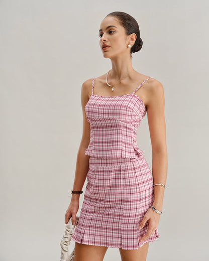 Pembe Ekoseli Cami Üst