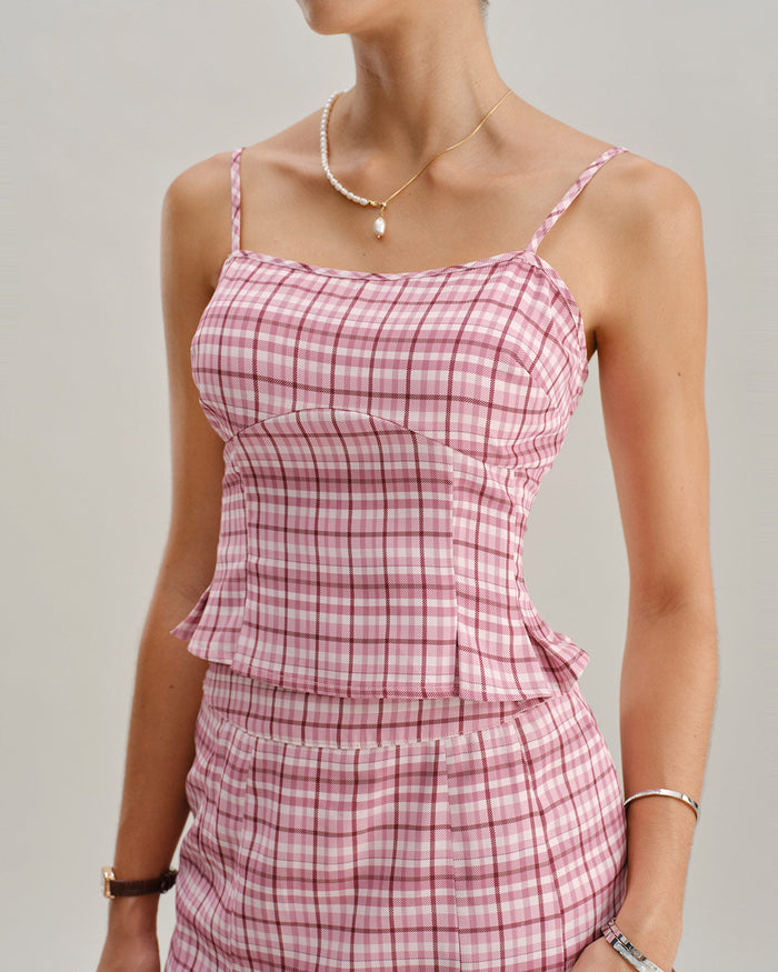 Pembe Ekoseli Cami Üst