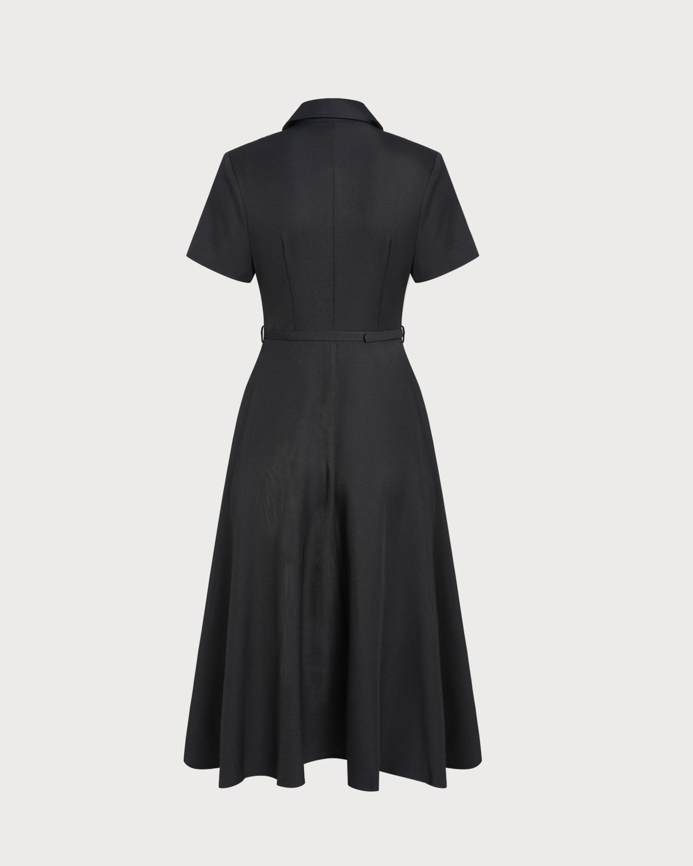 Siyah A Kesim Belted Midi Elbise