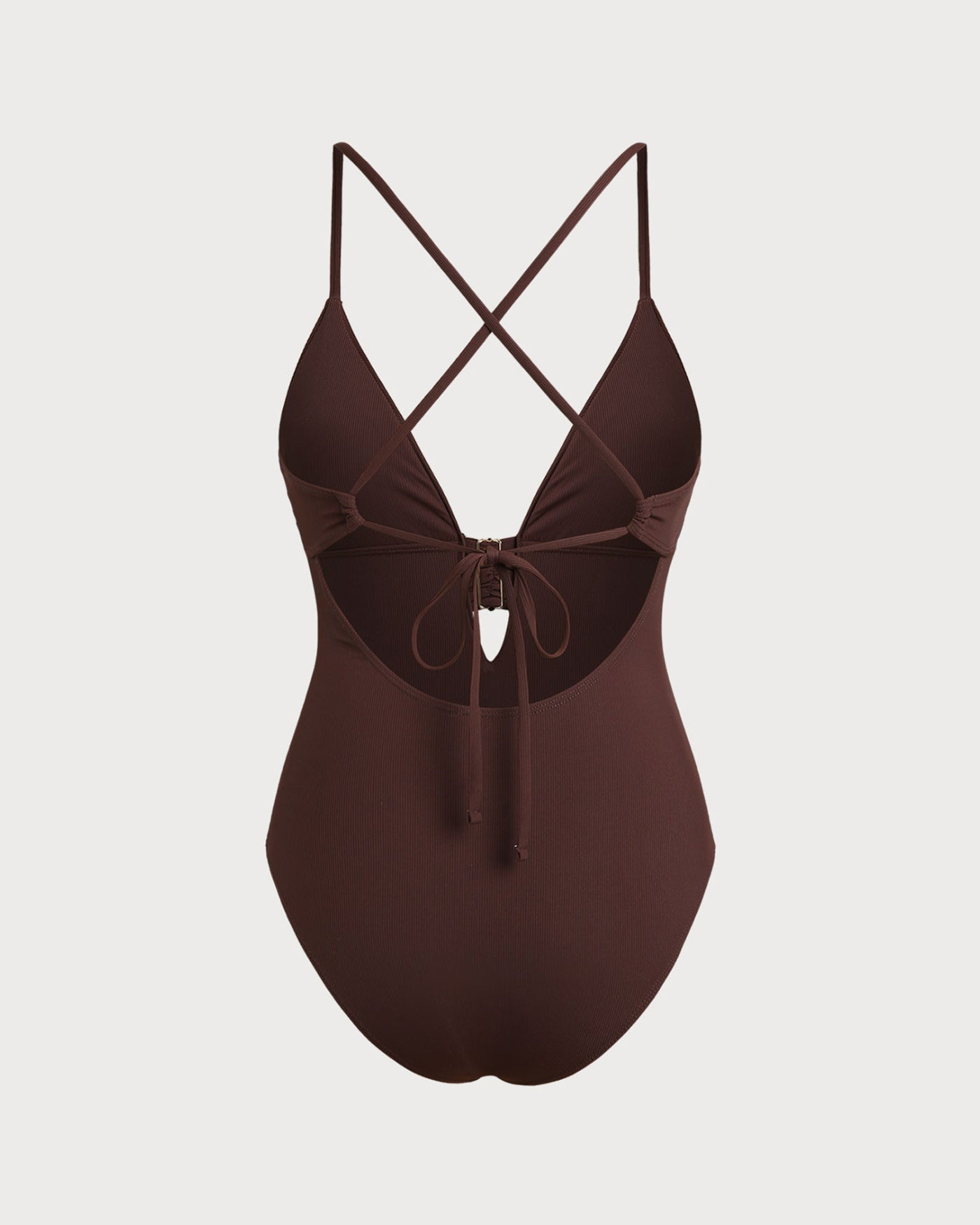 Kahverengi Dekolteli Tek Parça Mayo Swimwear