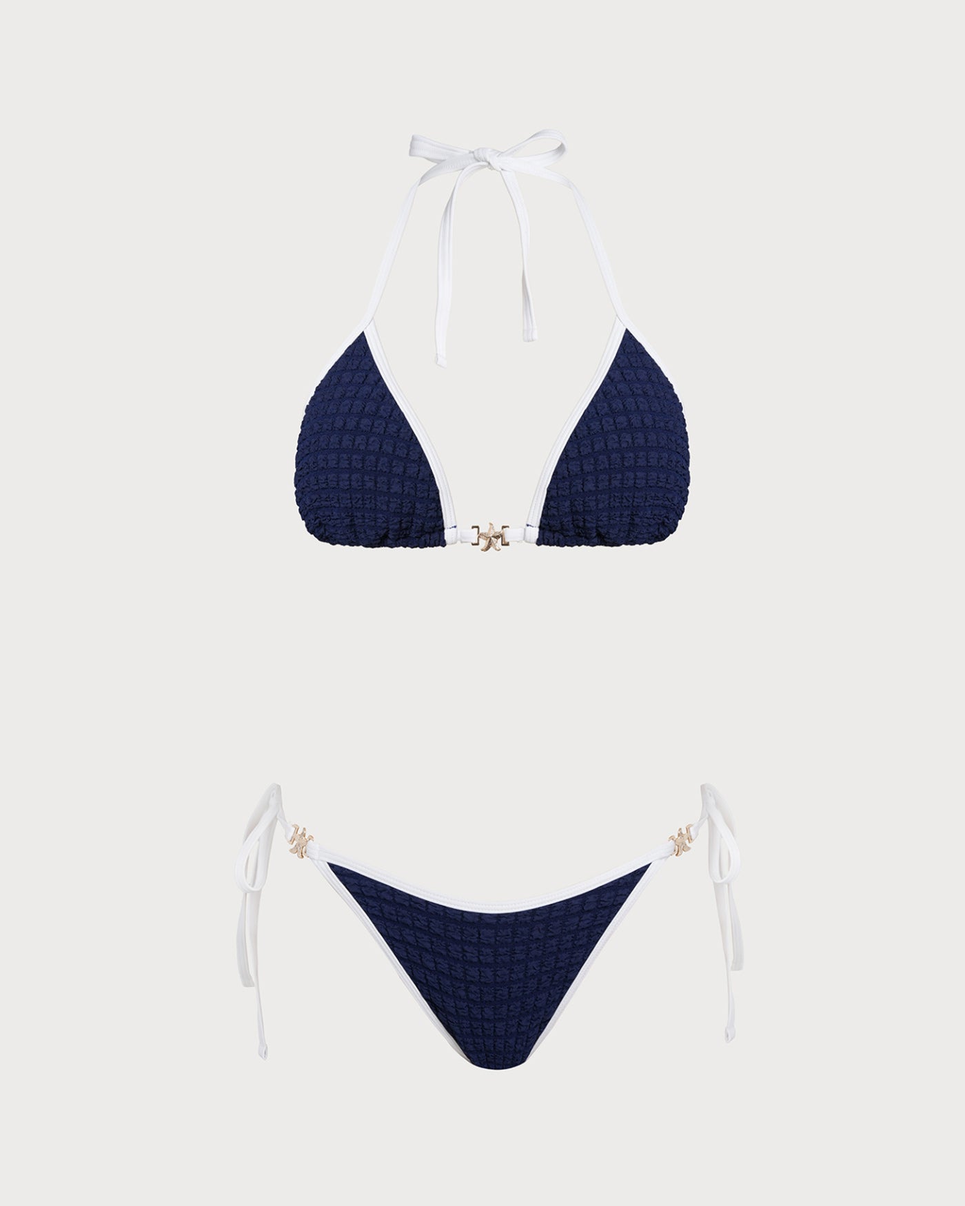 Mavi Kontrast Boyundan Bağlamalı Bikini Takımı