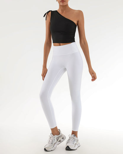 Siyah One Shoulder Yoga Atlet