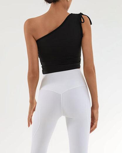 Siyah One Shoulder Yoga Atlet