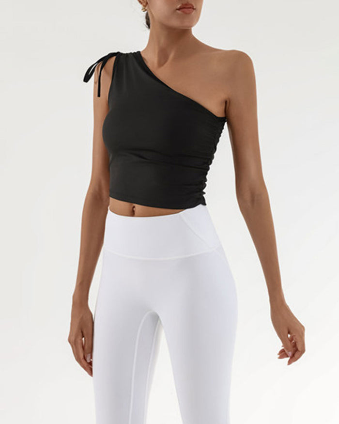 Siyah One Shoulder Yoga Atlet