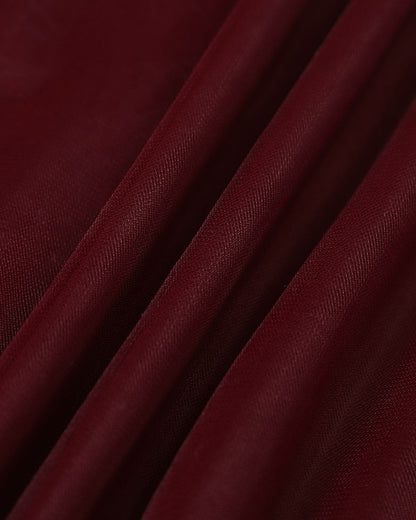 Bordo V Yaka File Kruvaze Maxi Elbise