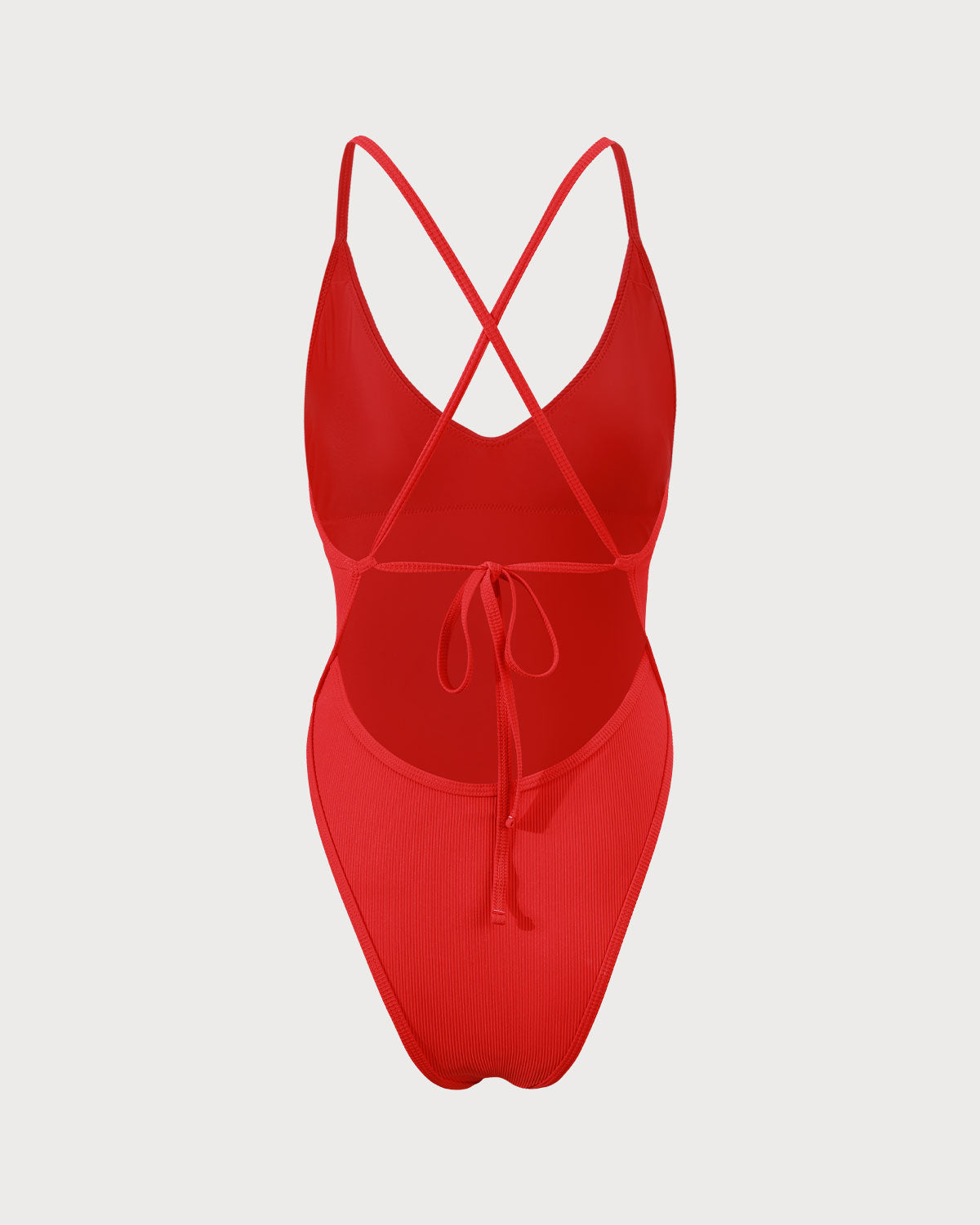 Kırmızı Ribbed Cross Back Tek Parça Mayo Swimwear