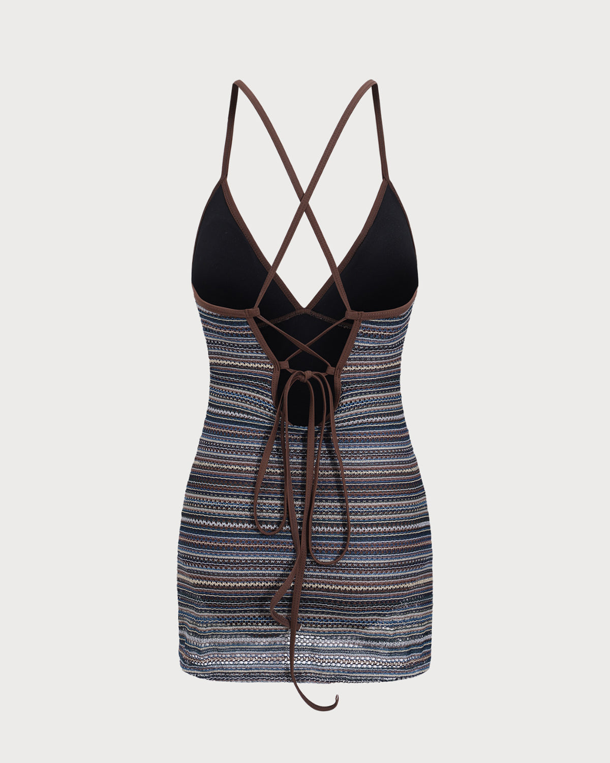 Çizgili Sırtı Açık Tek Parça Mayo Swimwear