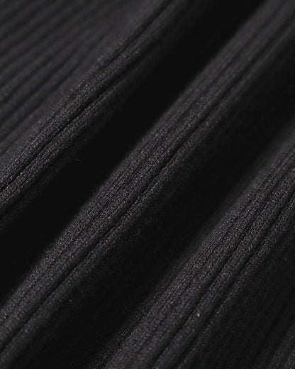 Siyah Lapel Seam Renk Bloklu Triko Üst