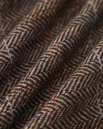 Kahve Lapel Belted Kruvaze Kaban