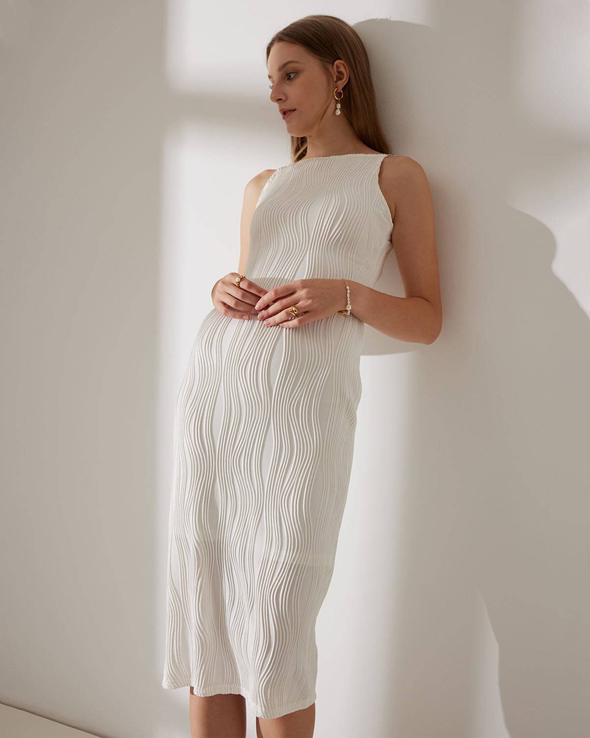 Water Ripple Dokulu Cami Elbise