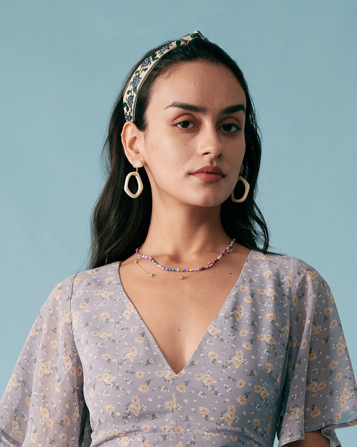 Knotted Çiçek Desenli Nakışlı Headband