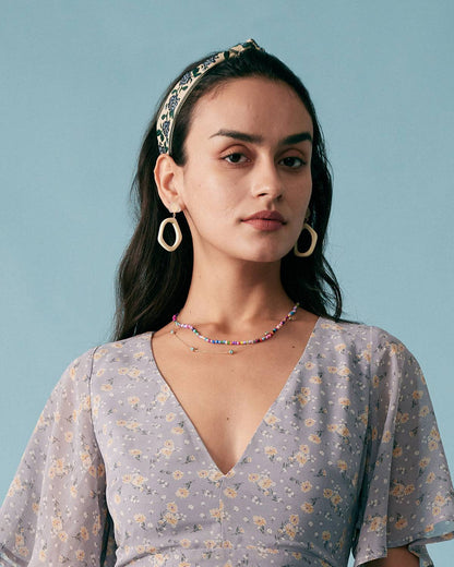 Knotted Çiçek Desenli Nakışlı Headband