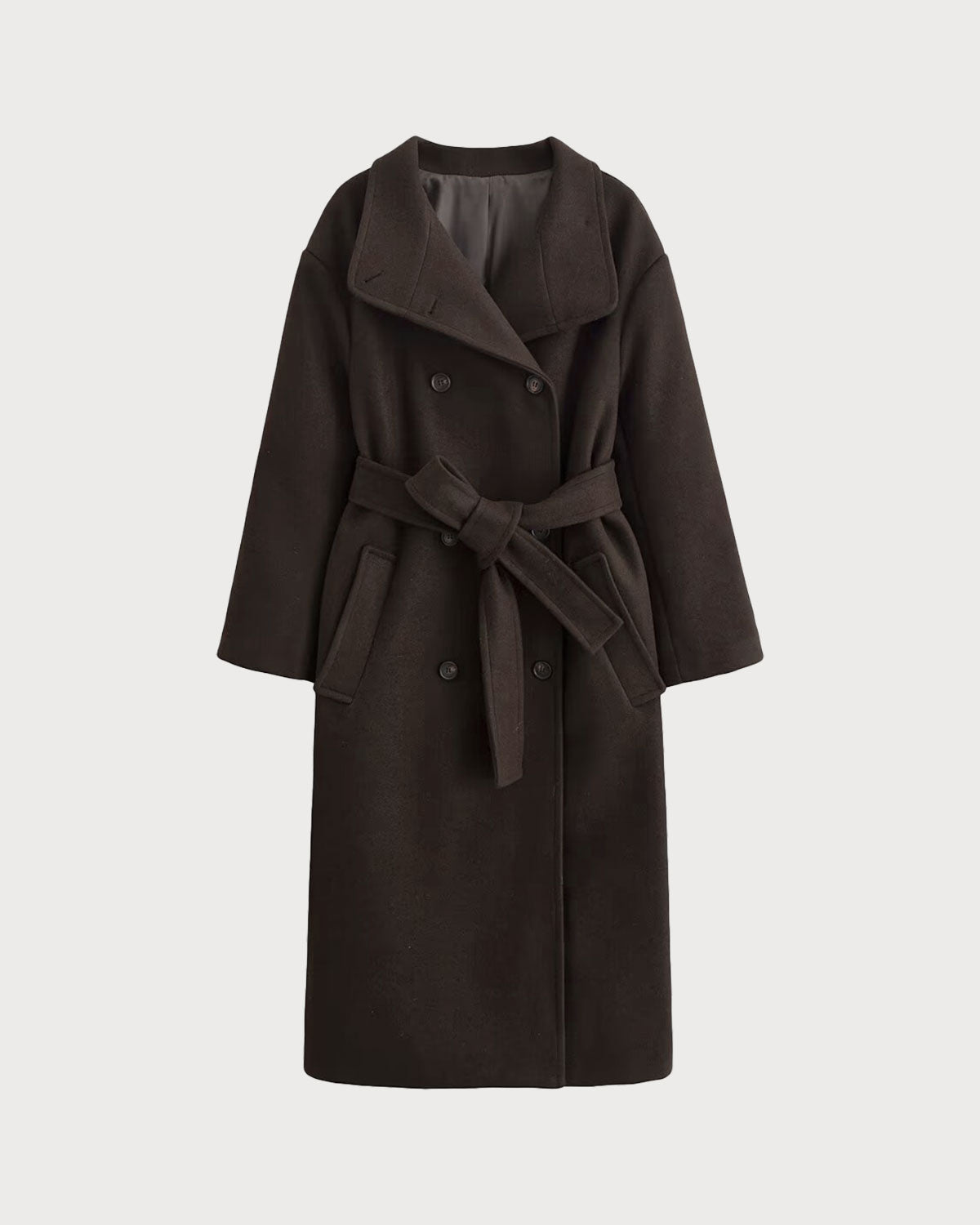Kahve Belted Cep Detaylı Trench Kaban