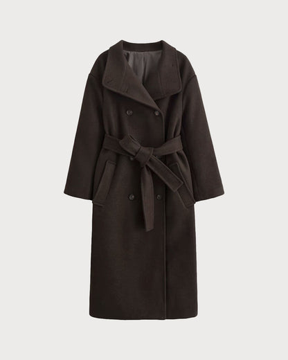Kahve Belted Cep Detaylı Trench Kaban