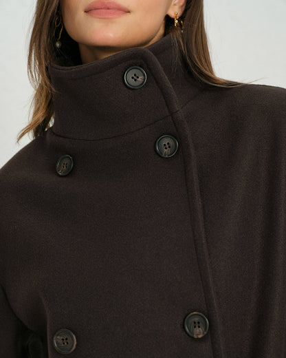 Kahve Belted Cep Detaylı Trench Kaban