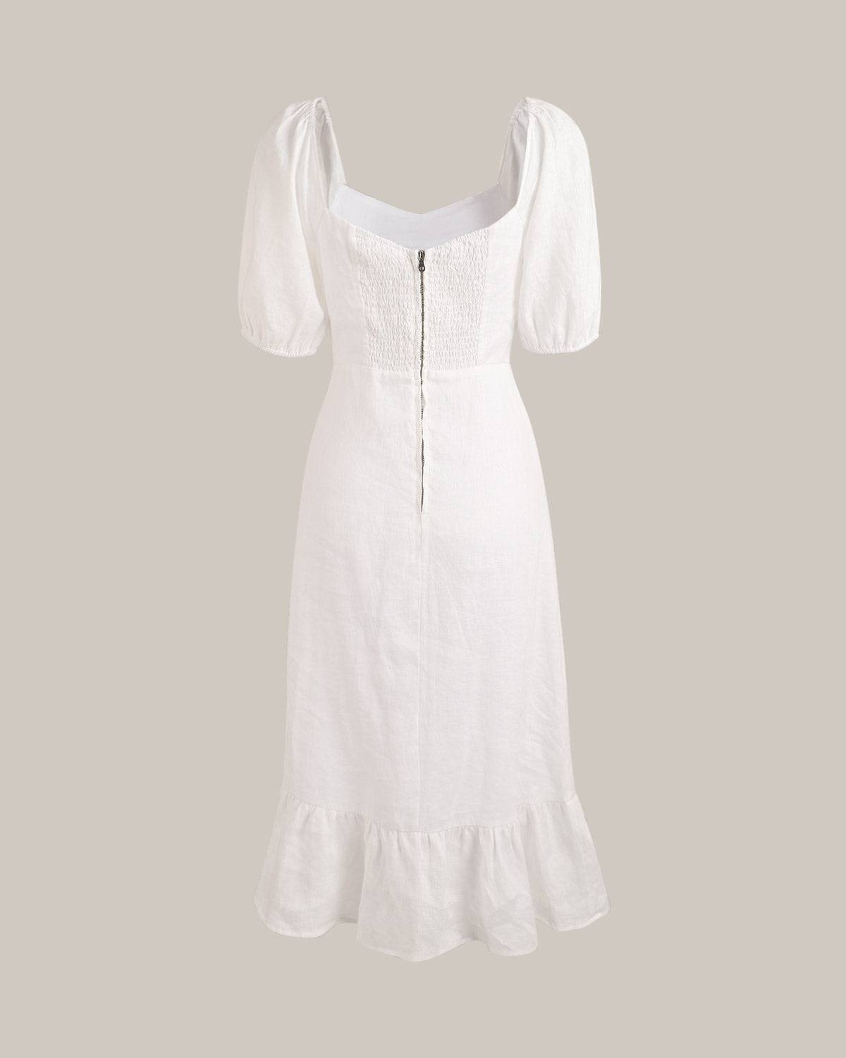 Balon Kol Split Hem Midi Elbise