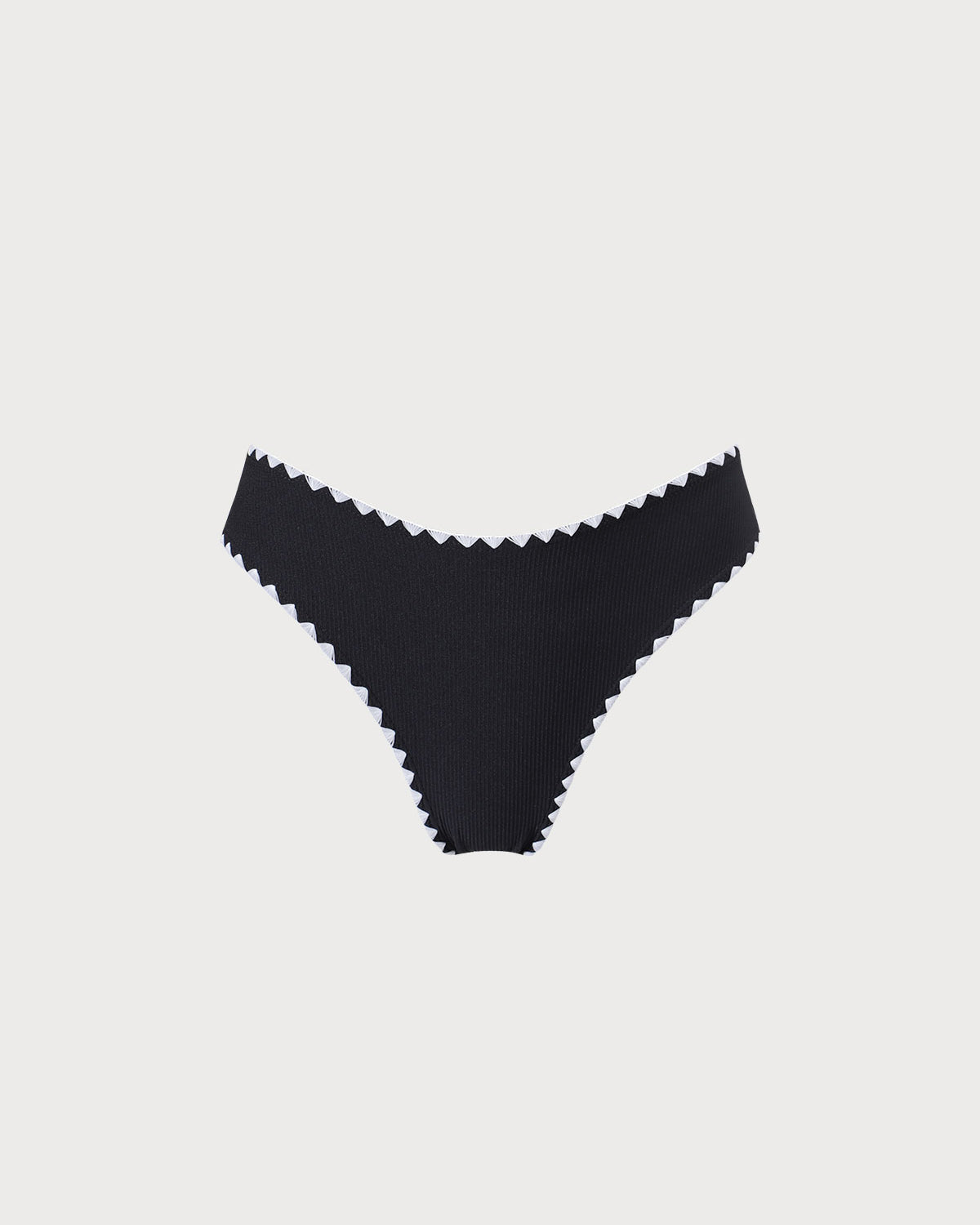 Siyah Contrast Ribbed Bikini Altı