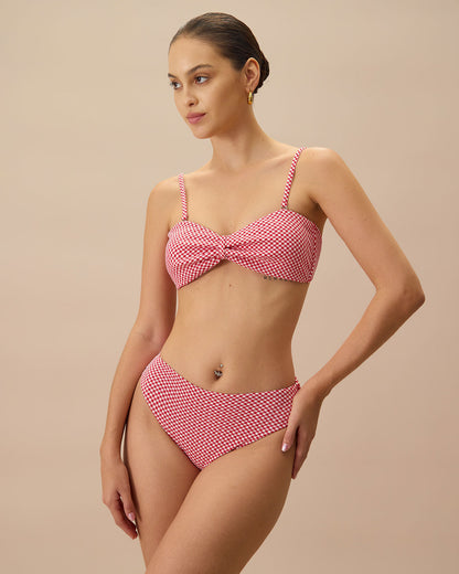 Kırmızı Ekoseli Bikini Altı