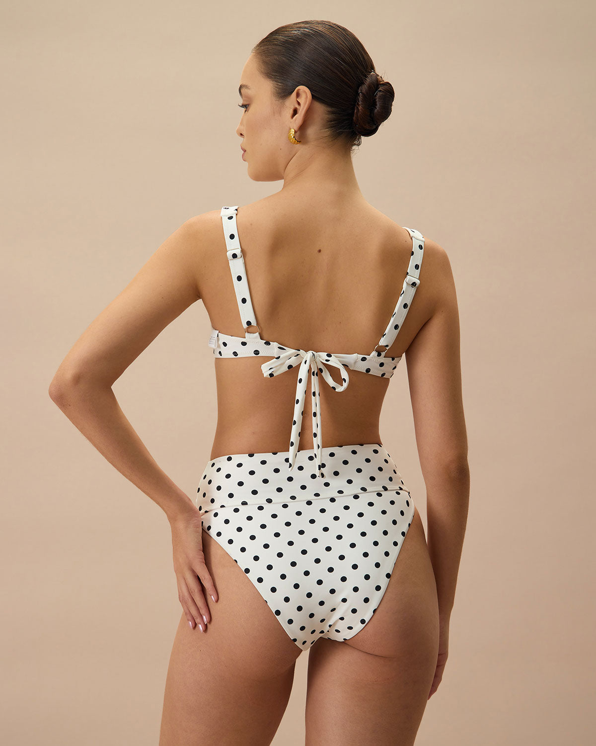 Beyaz Puantiyeli Balenli Bikini Üst