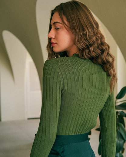 Yuvarlak Yaka Ribbed Triko Kazak