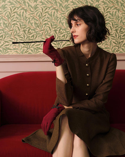 Düz Renk Retro Single-breasted Tweed Ceket