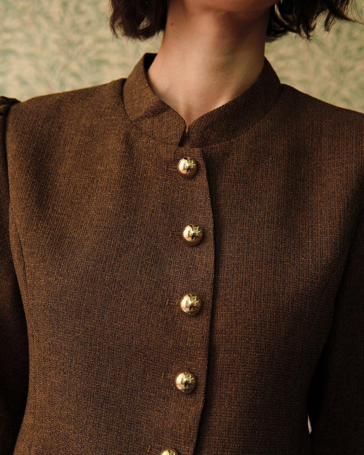 Düz Renk Retro Single-breasted Tweed Ceket