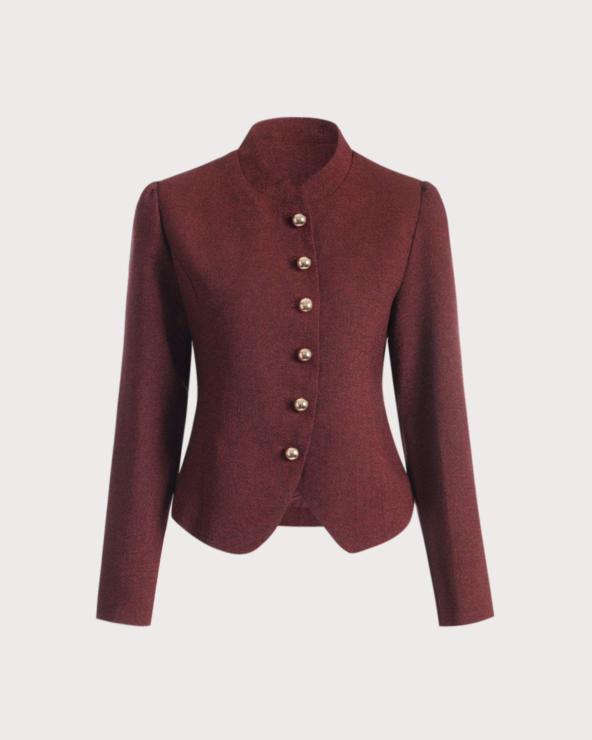 Bordo Retro Single-breasted Tweed Ceket