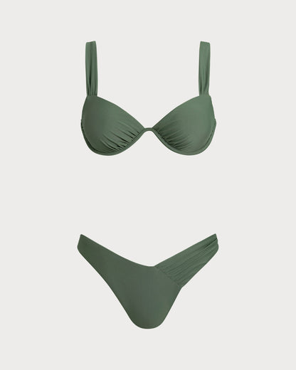 Asker Yeşili Balenli Bikini Takımı