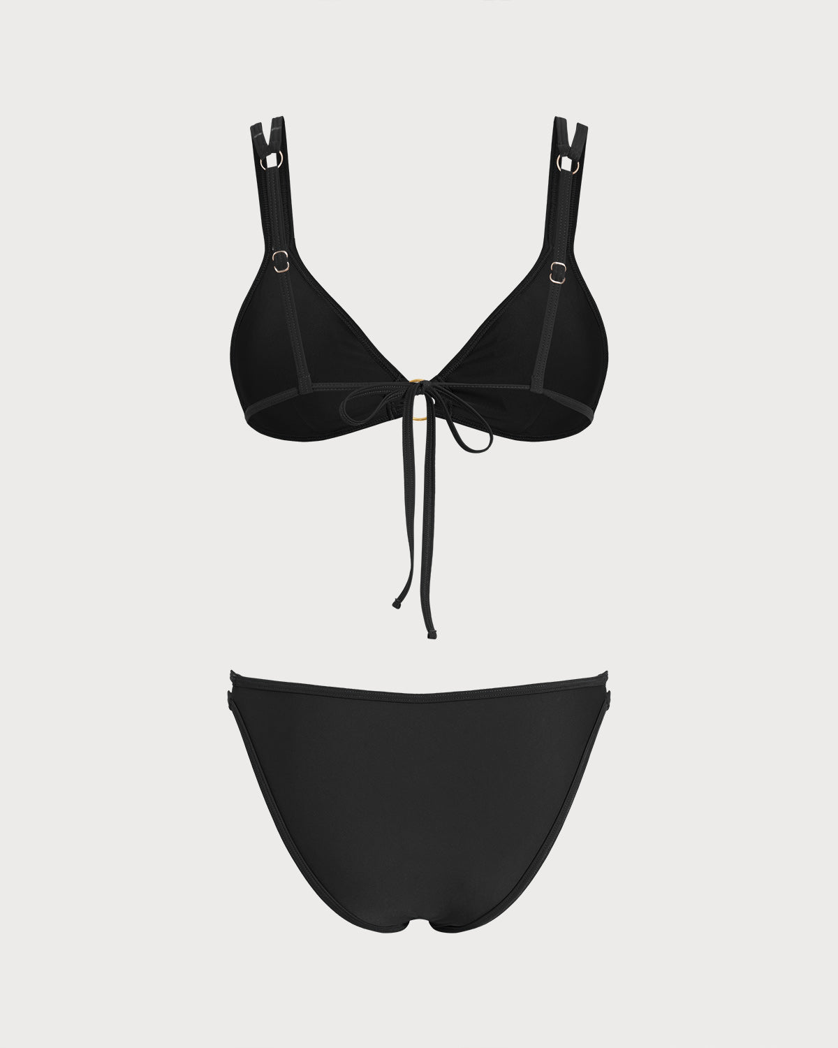 Siyah Halka Detaylı Üçgen Bikini Takımı