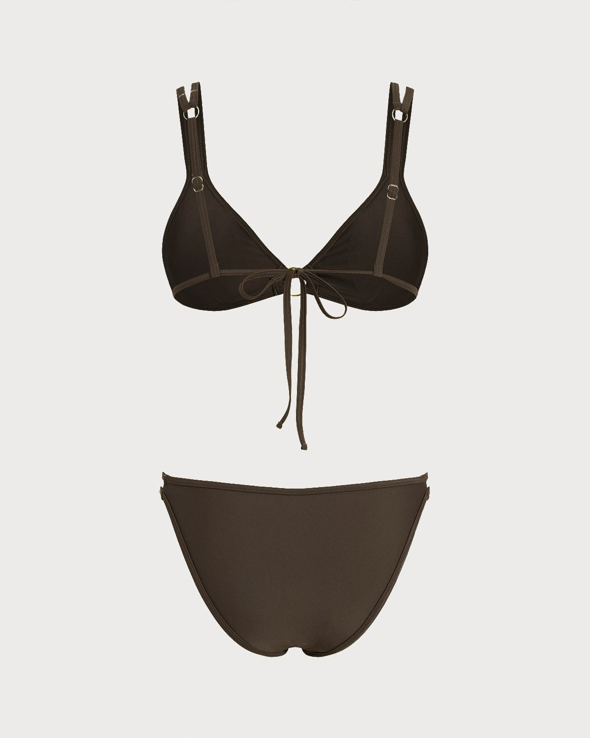 Kahve Üçgen Halka Detaylı Bikini Takımı