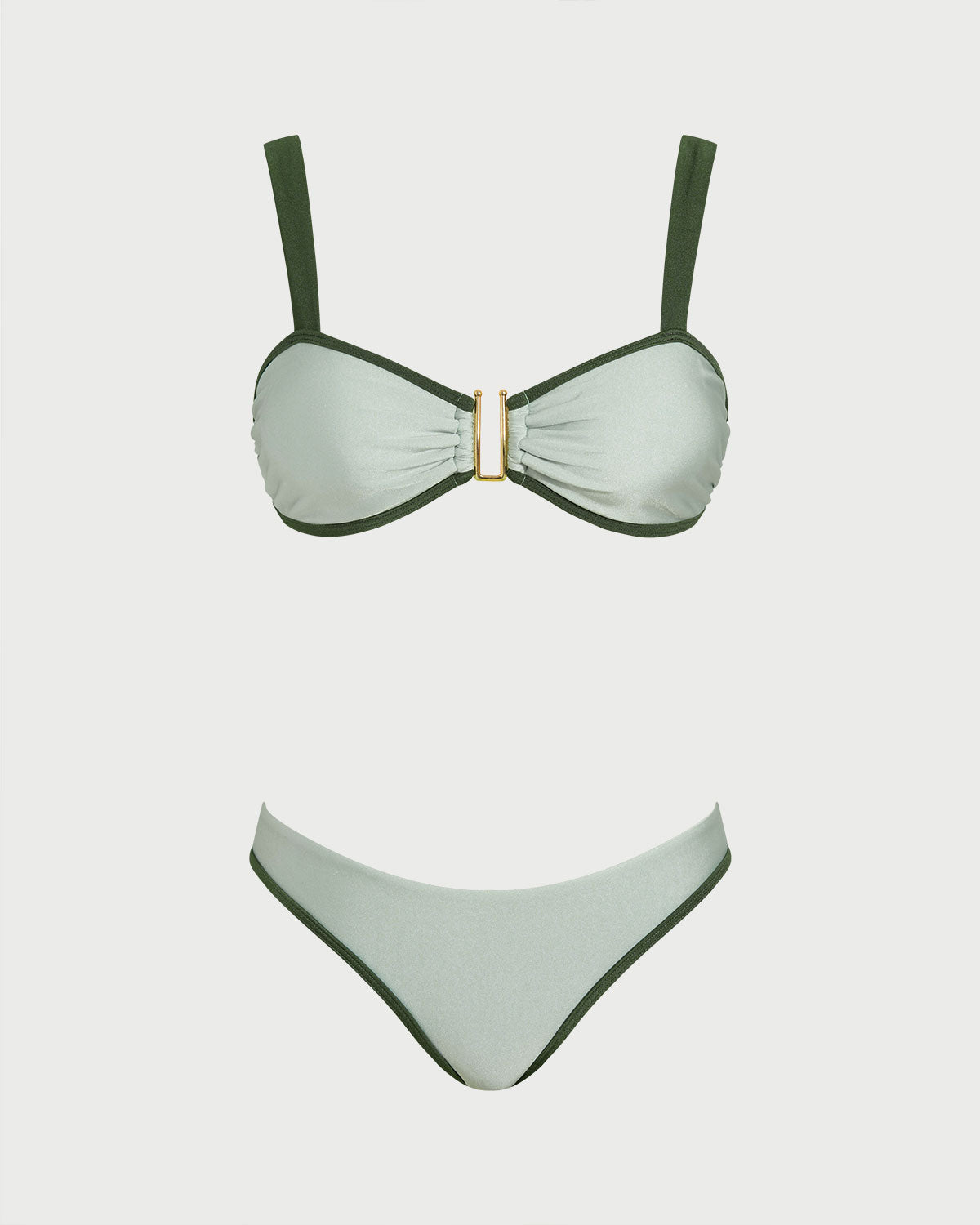 Yeşil Kontrast Bandeau Bikini Takımı