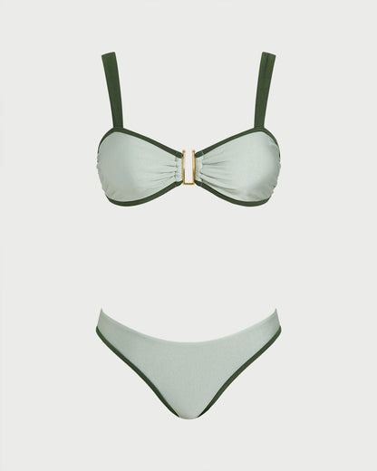 Yeşil Kontrast Bandeau Bikini Takımı
