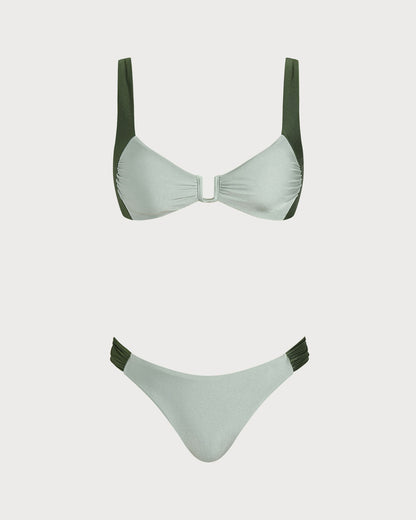 Yeşil Kontrast Bralet Bikini Takımı