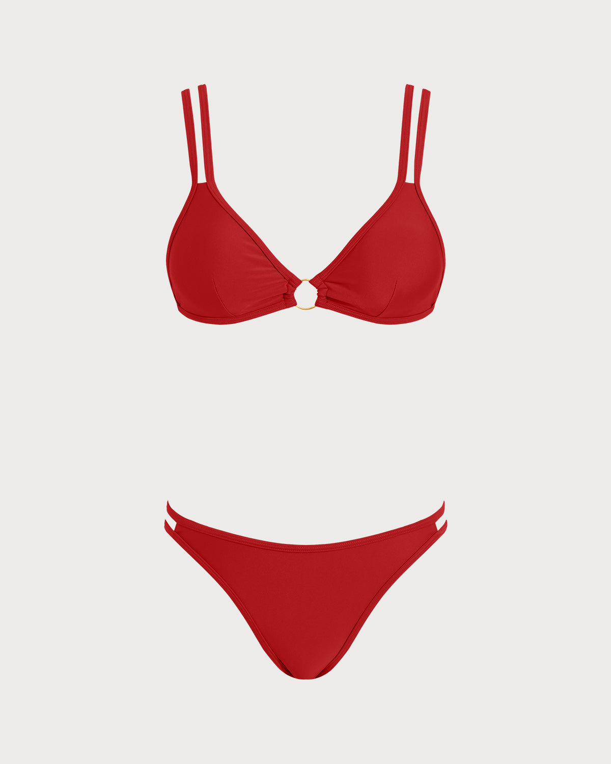 Kırmızı Halka Detaylı Üçgen Bikini Takımı