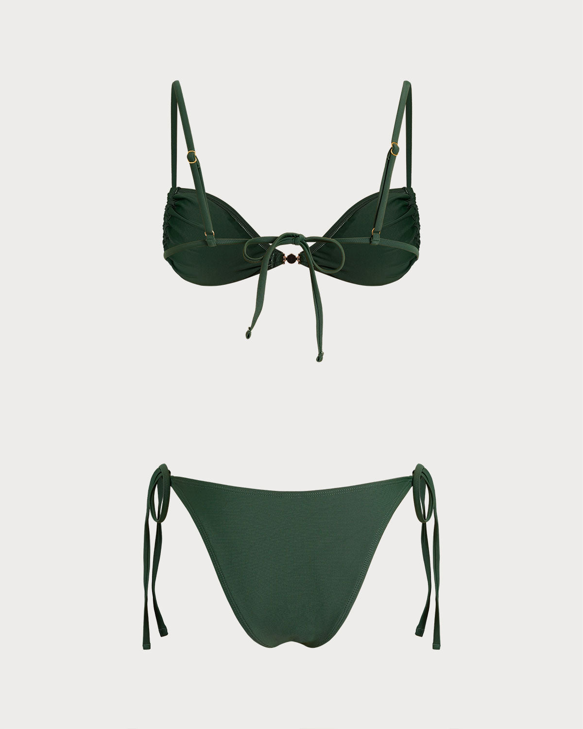 Yeşil Üçgen Büzgü Bağlamalı Bikini Takımı
