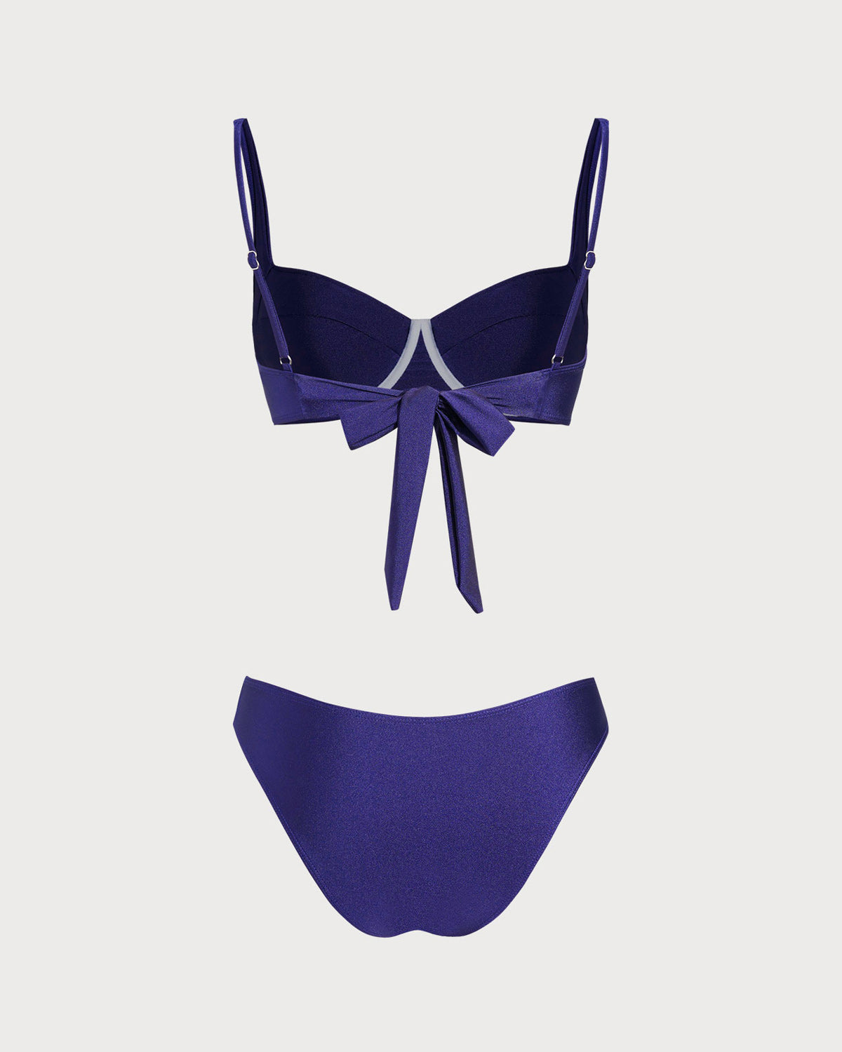 Lacivert Kalp Yaka Balenli Bikini Takımı