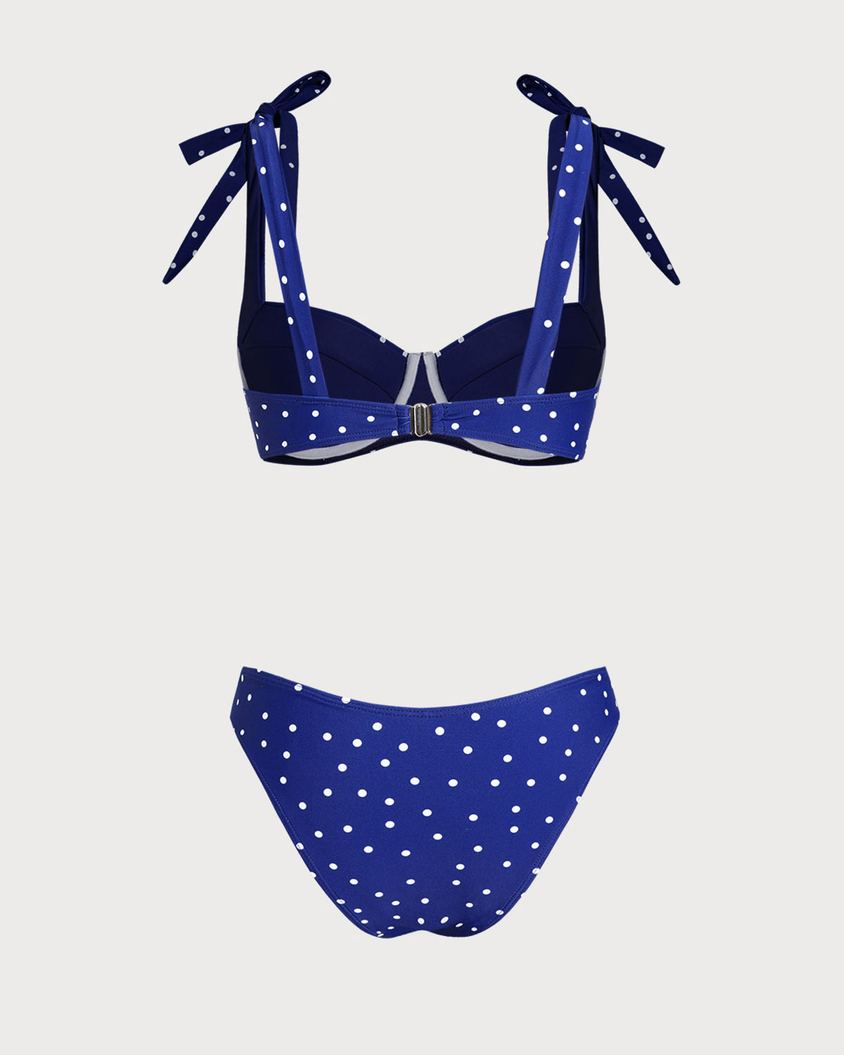 Mavi Bowknot Puantiyeli Balenli Bikini Takımı